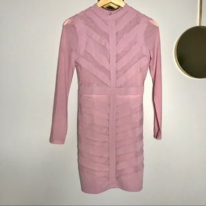 Dusty Pink Mesh Bodycon Dress